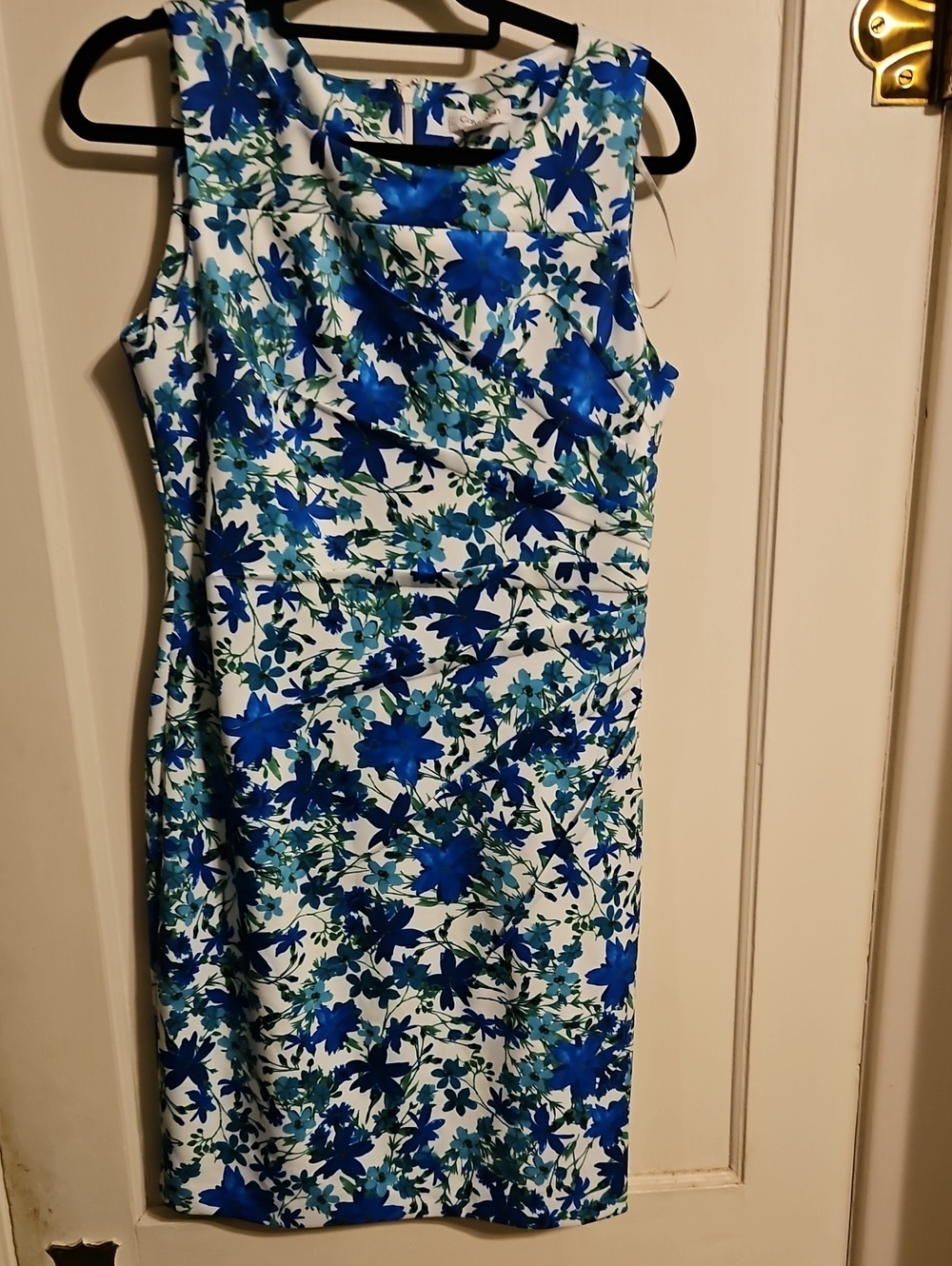 Calvin Klein White Dress with Blue Floral Print